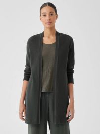 Peruvian Organic Cotton Crepe Cardigan Grove at Eileen Fisher